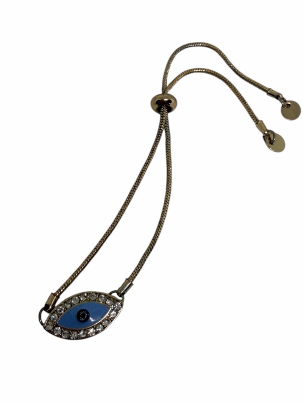 Evil eye blue statement diamond bracelet adjustable gold